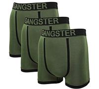 3 Pack Men's Novelty Boxer Shorts Underwear GANGSTER I'M A BOSS WILD (Small, GANGSTER 3 Pack (x3 Olive Green))