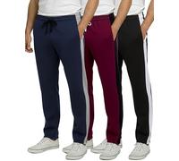 3 Pack Men's Open Bottom Sweatpants Jogger Trouser Tech Fleece Active Sports Athletic Training Football Track Gym Running Casual French Terry Pockets Bottom Lounge Pants Heavy Warm - Set 8, 2XL