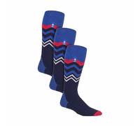 HEAT HOLDERS 3 Pair Multipack Ultra Lite Mens Ski Socks Funky Patterned Striped Knee High Socks (6-11, Dark Blue Zig Zag)
