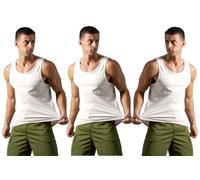 3 Pack Men's Plain Vests 100% Cotton Summer Training Gym Fitted Tank Tops Undershirt (as8, Alpha, s, Regular, Regular, White)