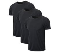 3 Pack Mens T-Shirts Quick Dry Mesh Running Tops Short Sleeve T-Shirts Moisture Wicking Active Athletic Running Tops Men Work Shirts Black
