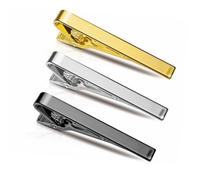 3 Pack Men's Tie Clips Long Styles Set Square Edges Tie Tack Pins Silver Gold Black Necktie Bar Necktie Wedding Business for Men Daily Life Wedding Anniversary Business Father's Day Gifts