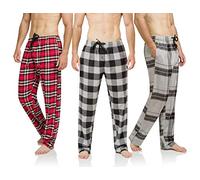 3 Pack Mens Ultra Soft Bottoms, Flannel Pajama (PJs), Lounge, Sleep Pants Assorted Various Plaids - - Large