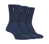 Jeep - 3 Pairs Mens Vintage Cotton Cushioned Socks for Hiking Boots - Navy - Size UK 6-11