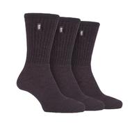 Jeep - 3 Pairs Mens Vintage Cotton Cushioned Socks for Hiking Boots - Brown - Size UK 6-11