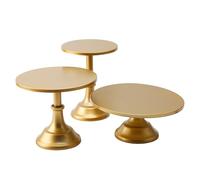 3 Pack Metal Cake Stands for 8-12 Inch Cakes, Cupcake Display Stand for Wedding Dessert Tables, Party, Birthday, Baby Shower, Anniversary (Gold)