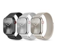 3 Pack Metal Mesh Loop Compatible with Apple Watch Band 38mm 40mm 41mm 42mm 44mm 45mm 46mm 49mm Women Men, Stainless Steel Magnetic Clasp Strap for iWatch Series 10 9 8 SE 7 6 5 4 3 2 1 Ultra