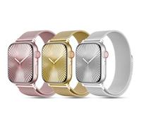 3 Pack Metal Mesh Loop Compatible with Apple Watch Band 38mm 40mm 41mm 42mm 44mm 45mm 46mm 49mm Women Men, Stainless Steel Magnetic Clasp Strap for iWatch Series 10 9 8 SE 7 6 5 4 3 2 1 Ultra