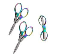 3-Pack Metallic Iridescent Mini Folding Scissors,Compact Portable Small Scissor,Safety Lock Small Travel Scissors,Multi-Purpose Nurse Scissor for Travel Nursing Sewing Craft First Aid Emergency Kit