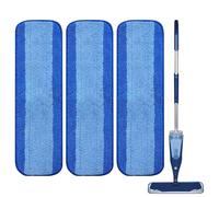 3 Pack Microfiber Cleaning Pads Compatible with Bona Mop, 18 Inch Replaceable Washable & Reusable Mop Refill Pads for Wood and Hard-Surface Floor(COLOR:Blue)