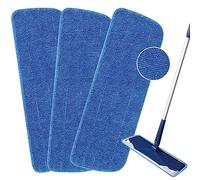 3 Pack Microfiber Mop Pads Replacement for Wet/Dry Mop Floor Cleaning Reusable Mop Pads Refills for Spray Floor Mops Compatible with Bona Floor Care System and Any Microfiber Flat Spray Mop