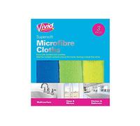 3 Pack Microfibre Cleaning Cloths Wipe Glass Kitchen Bathroom No Smears