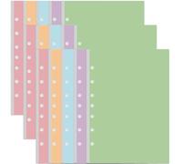 (3-Pack) Mini Binder 5 Colorful Blank Paper for 3 or 7 Ring Binders - 300 Sheets/600 Pages Loose Leaf Paper Blank Refills, Per Color 60 Sheets, Desk Size 4, 5.8" x 8.5"