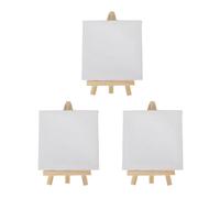 3 Pack Mini Canvas & Easel Set,Pre-Stretched & Primed Blank Canvas Art Boards with Table Top Wooden Easel (8x15cm, 10x10cm)
