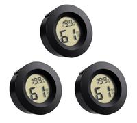 3 Pack Mini Hygrometer Thermometer, Digital Humidity Meter, LCD Temperature Humidity Monitor Gauge for Home Office Babyroom Greenhouse Room Nursery Humidor Indoor Outdoor Use, Black Round