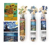 3 Pack Mini Jigsaw Puzzles Age 5+ 150 Pieces for Adults Small Jigsaw Puzzle 6 x 4 Inches Entertainment Toys For Home Decor (Starry Night, Rhone River, Sunflower)