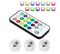 3 Pack Mini Submersible LED Lights with Remote Small Waterproof RGB Color Changing Underwater Tea Lights Battery Operated Flameless Light for Pools Aquariums Vases Pond Garden Parties Holidays