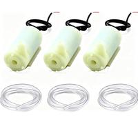 3-Pack Mini Submersible Water Pump, DC 3V-5V Low Noise Brush Motor, Includes 3m Clear Tubing - Perfect for Aquariums, Plant Watering & Flower Gardens