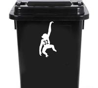 3 Pack Monkey Hanging House Number Wheelie Bin Sticker - Personalised Waterproof Dustbin Decal - Easy to Apply