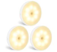 3 Pack Motion Sensor Lights Indoor, 8 LEDs 3000K Night Light Rechargeable Wireless Wall Light Cordless Cupboard Lamp Stick-on USB Charging Wall for Stairs Hallway Living Room Bathroom Closet Kitchen