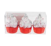 3 Pack Muffin Christmas Festive Ornaments Baubles 7cm