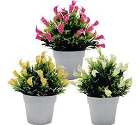 3 Pack Multi Colour Artificial Calla Lily - Realistic Faux Floral Arrangements in White Moss Pot, Low Maintenance Indoor Decorative Potted Plants for Wedding Bridal Shower Home Office Desktop Decor