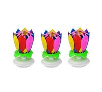 3 Pack Musical Birthday Candle Multicolor Lotus Rotation Play Music Colorful