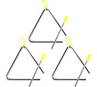 3-Pack Musical Triangles 5 Inch - Alloy Steel Percussion Instruments with Mallets for Children's Music Education