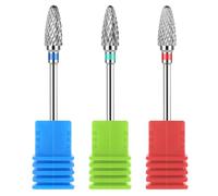 3 Pack Nail Drill Bits Professional Electric Nail File Bit Tungsten Cuticle Remover Set Nail Art Shapen Remove Tool Replacement Accessories for Home Salon Pedicure Manicure