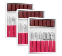 3 Pack Nail Grinding Bits, Manicure Pedicure Diamond Nail Bits Set, Electric Manicure Set with Sanding Bands for Electric Nail Files Drill Machine (Silver and Pale)