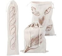 3 Pack Natural Linen Bread Bag,Cotton Linen Bread Bags Homemade Bread Storage Bags with Drawstring Unbleached and Reusable Bread Bags for Sourdough Bread Storage