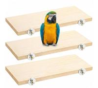 3 Pack Natural Wood Perch Stand, Bird Playground & Hamster Platform, Cage Accessories for Chinchilla, Parrot, Ferret, Rat, Budgie, Cockatie