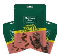 3-Pack Natures Menu Real Meaty Beef Dog Training Treats 100g- Natural & Tasty Rewards