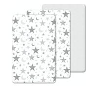 3 Pack Next To Me Compatible Crib Fitted Sheets - 100% Cotton 2 Fitted Sheets, 1 Waterproof Mattress Protector - Soft and Breathable (Moon&Stars, 85x51 cm)
