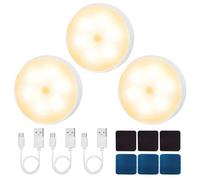 3 Pack Night Light Indoor Motion Sensor Light, Rechargeable Wireless Wall Light Led Indoor Motion Light with Auto On/Off Function for Bedroom, Wardrobe Light, Cabinet Light, Stair Light in Corridor