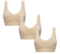 3 Pack Non Padded Bras for Women Seamless Comfort for Everyday wear Multipack Womens Crop Top Vest Sleep Yoga Bralette Leisure Stretchy Vest Wide Straps Maternity Sports Bra (Nude, 3XL)