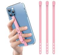 (3 Pack) NTidea Finger Phone Grip, Adjustable Silicone Cellphone Strap for Phone Case as Phone Loop Holder for iPhone Case & Samsung Phone, Pink