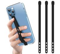 (3 Pack) NTidea Finger Phone Grip, Adjustable Silicone Cellphone Strap for Phone Case as Phone Loop Holder for iPhone Case & Samsung Phone, Black