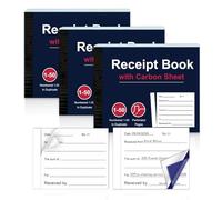 3 Pack Numbered Duplicate Receipt Books with Carbon Sheet 200 Pages 50 Entries Per Pad Cash Receipt Book Perforated Tear Invoice Duplicate Pad for Small Business Self Employed 130 * 105mm