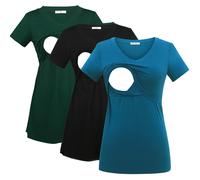 3-Pack Nursing T-Shirts - Vivid Blue, Black & Dark Green XL