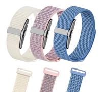 3 Pack Nylon Band Compatible with Hume Band Replacement Strap, Soft Breathable Adjustable WristBand for Hume Health Band Strap for Hume Fitness Tracker Women Men (SandPink+CoastalBlue+Starlight)