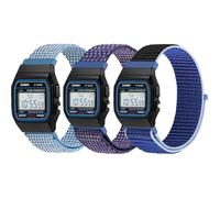 3 Pack Nylon Bands Compatible with Casio F91W/Casio AE-1300/AE-1200/AE-1000/F-108/W-217H/W-218H/A158W/A168W/SGW-300H/W-800H, Adjustable Breathable Sport Strap Solo Loop Replacement Strap