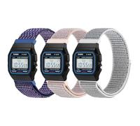 3 Pack Nylon Bands Compatible with Casio F91W/Casio AE-1300/AE-1200/AE-1000/F-108/W-217H/W-218H/A158W/A168W/SGW-300H/W-800H, Adjustable Breathable Sport Strap Solo Loop Replacement Strap