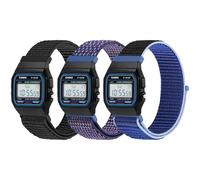 3 Pack Nylon Bands Compatible with Casio F91W/Casio AE-1300/AE-1200/AE-1000/F-108/W-217H/W-218H/A158W/A168W/SGW-300H/W-800H, Adjustable Breathable Sport Strap Solo Loop Replacement Strap