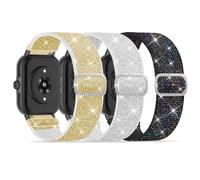 3 Pack Nylon Bands Compatible with Woneligo/Fitpolo Smart Watch, 22mm Soft Elastic Straps for Quican/Tensky/Aeac ID208 Plus/Veryfit IDW28/TOOBUR/Tensky/ENOMIR/Amzhero/WNH IDW19 Glitter Bands for Women