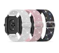 3 Pack Nylon Bands Compatible with Woneligo/Fitpolo Smart Watch, 22mm Soft Elastic Straps for Quican/Tensky/Aeac ID208 Plus/Veryfit IDW28/TOOBUR/Tensky/ENOMIR/Amzhero/WNH IDW19 Glitter Bands for Women