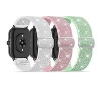3 Pack Nylon Bands Compatible with Woneligo/Fitpolo Smart Watch, 22mm Soft Elastic Straps for Quican/Tensky/Aeac ID208 Plus/Veryfit IDW28/TOOBUR/Tensky/ENOMIR/Amzhero/WNH IDW19 Glitter Bands for Women