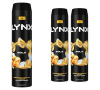 3 Pack of 250 ml Lynx XXL Gold Deodorant Body Spray, 48H Fresh with Masculine scent