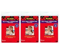 3 Pack of 5 Scotch 4 x 6 Inches Self-Sealing Laminating Pouches