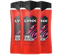 3 Pack of 500ml Lynx Recharge Shower Gel 3 in 1 Sport Refresh with Arctic Mint & Cool Spices BodyWash with Plant-based Moisturisers, Keep Smelling Irresistible!